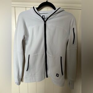 FJ FOOTJOY Ladies Size Extra Small White Fleece with Black Trim Zip Up …